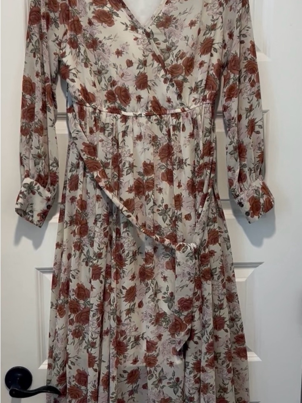 indigo soul Floral Midi Dress in Cream and Rust